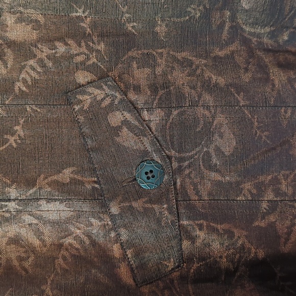 Chico's Silk Linen Shimmery Floral Lined Blazer Small Chico's 0 Metallic Bronze - Picture 6 of 14